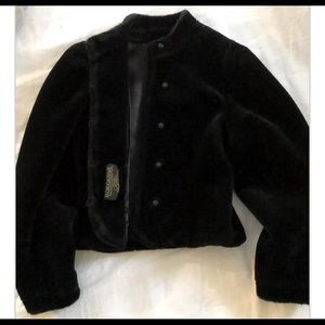 Borgessa Vintage Italian Black Faux Fur Coat